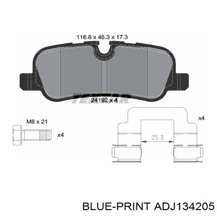 Задні гальмівні колодки Blue Print ADJ134205 ціна, від 24.72 USD