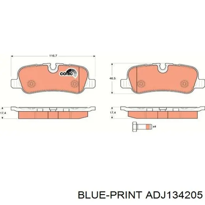 Купити ADJ134205 Blue Print Задні колодки