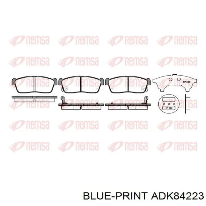 Купити ADK84223 Blue Print Колодки гальмівні передні, дискові