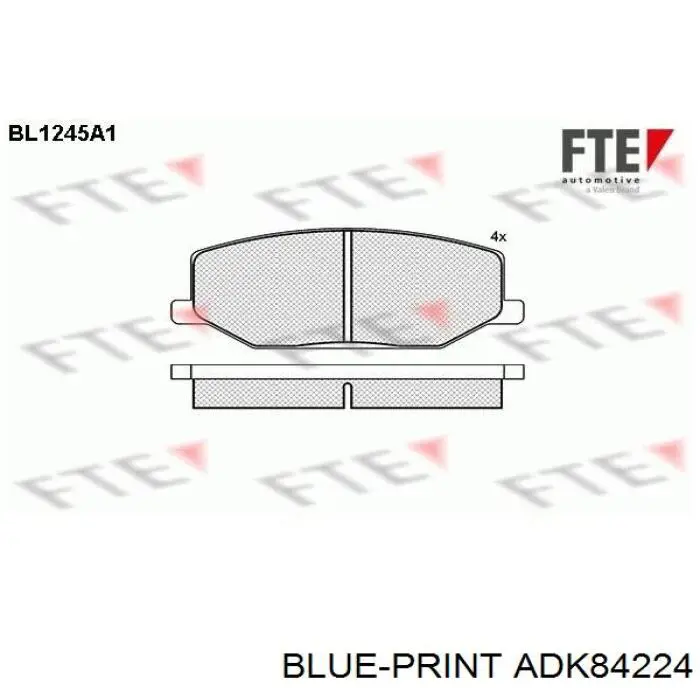 Купити ADK84224 Blue Print Колодки гальмівні передні, дискові