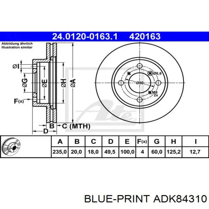 Гальмівні диски передні ADK84310 Blue Print