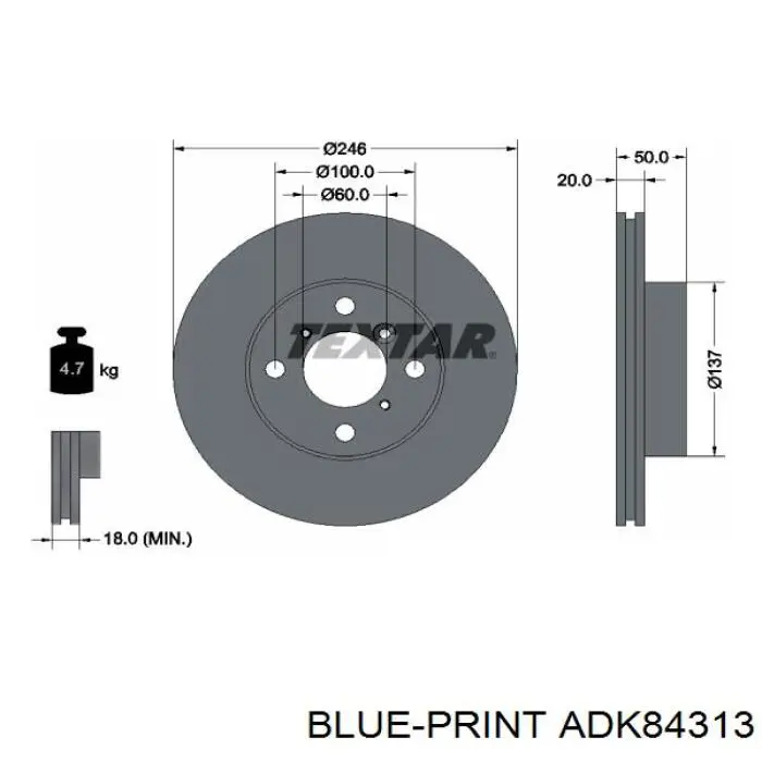 Гальмівні диски передні ADK84313 Blue Print