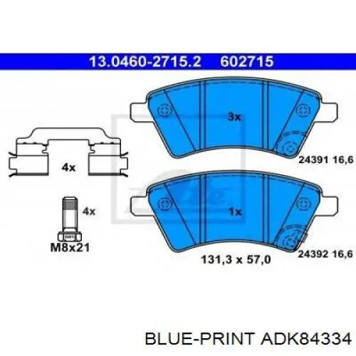 Диск переднього гальма Blue Print ADK84334 ціна, від 34.21 USD