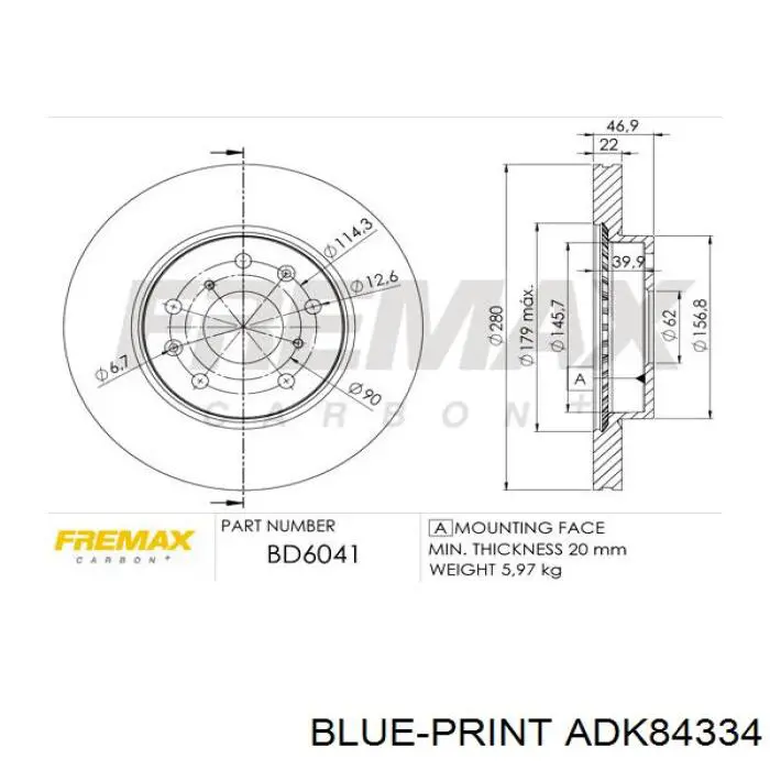 Гальмівні диски передні ADK84334 Blue Print