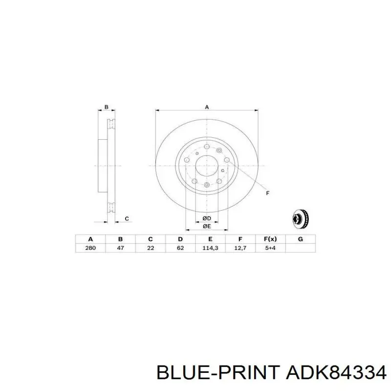 ADK84334 Blue Print Гальмо дискове переднє