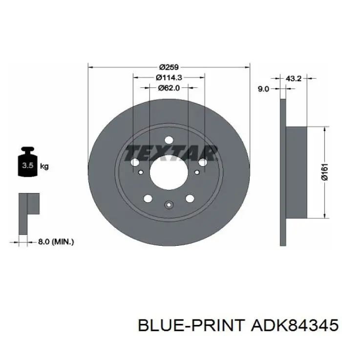 Купити DP804C Japan Parts Диск заднього гальма