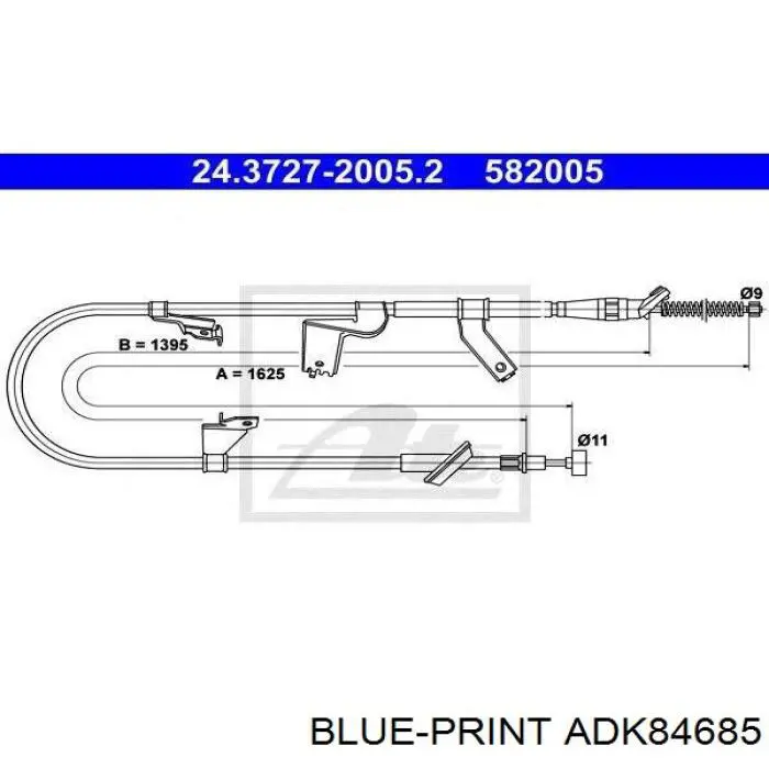 ADK84685 Blue Print трос ручного гальма задній, лівий