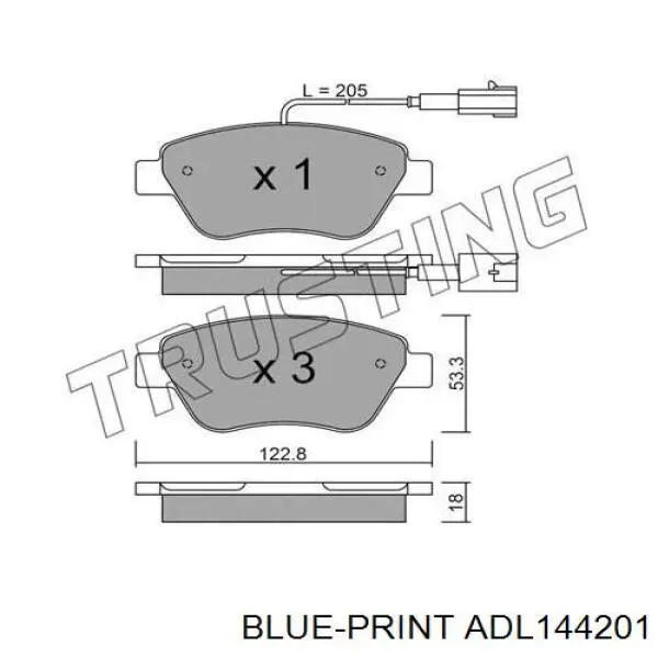 ADL144201 Blue Print Передні гальмівні колодки