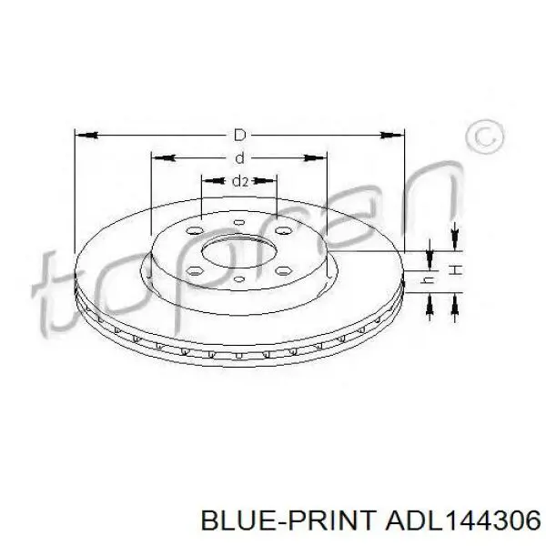 Гальмівні диски передні ADL144306 Blue Print