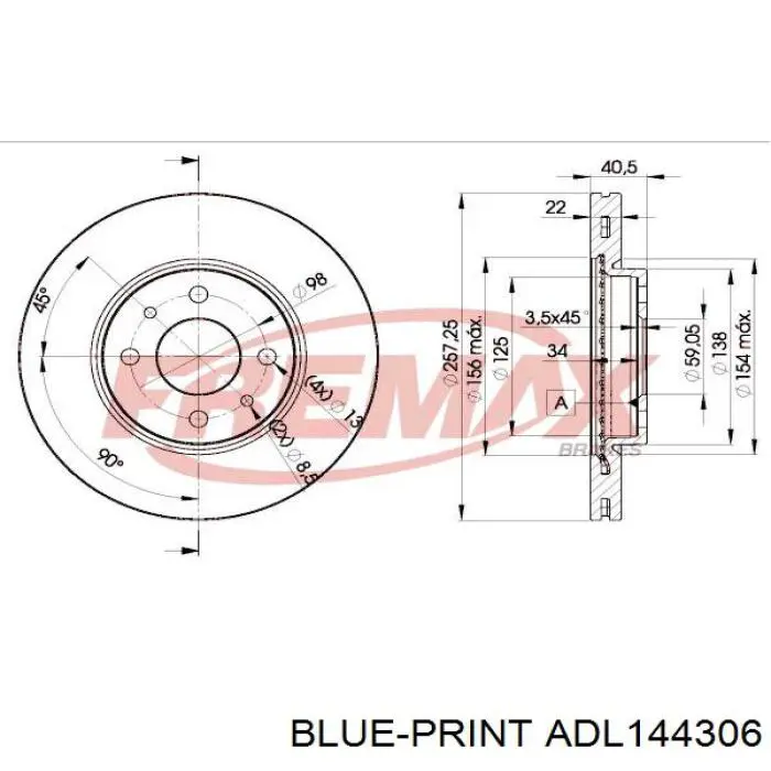 Диск переднього гальма Blue Print ADL144306 ціна, від 29.13 USD