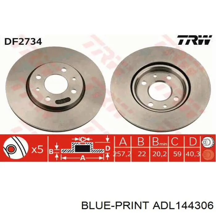 Купити ADL144306 Blue Print Ротор гальмівний