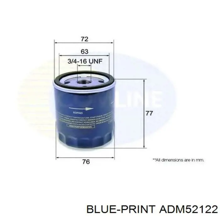 ADM52122 Blue Print фільтр масляний