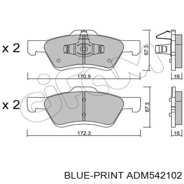 Купити ADM542102 Blue Print Колодки гальмівні передні, дискові