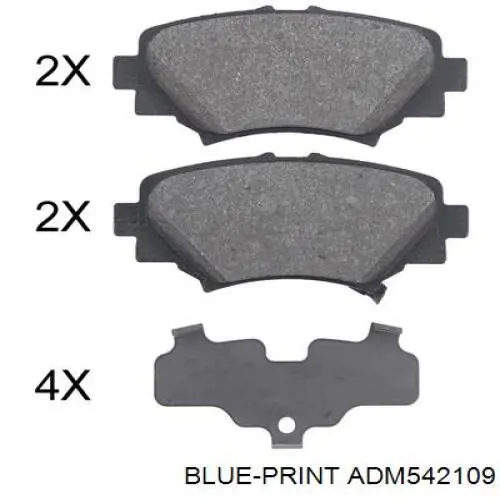 Задні гальмівні колодки Blue Print ADM542109 ціна, від 18.36 USD