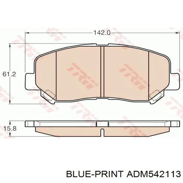 Колодки гальмівні передні, дискові ADM542113 Blue Print