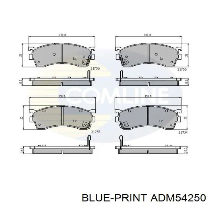 Передні тормозні колодки ADM54250 Blue Print