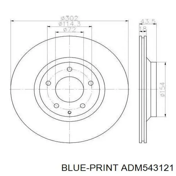 Задні дискові гальма Blue Print ADM543121 ціна, від 38.80 USD