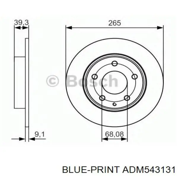 Диск гальмівний задній Blue Print ADM543131