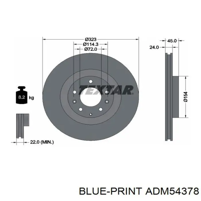 Гальмівні диски передні ADM54378 Blue Print