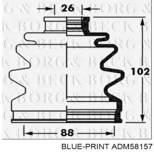 Пильник шарніра кутових швидкостей зовнішній передній Blue Print ADM58157 ціна, від 10.90 USD