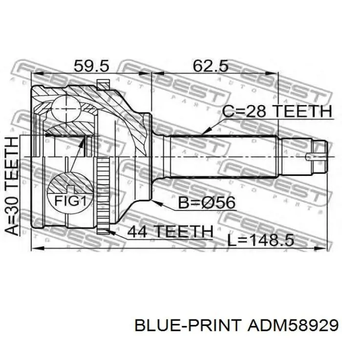 ШРУС зовнішній передній ADM58929 Blue Print