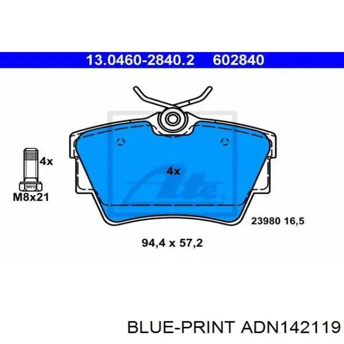Задні гальмівні колодки Blue Print ADN142119 ціна, від 23.20 USD
