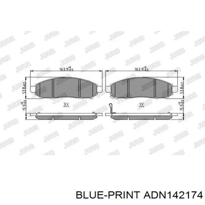 ADN142174 Blue Print Передні гальмівні колодки
