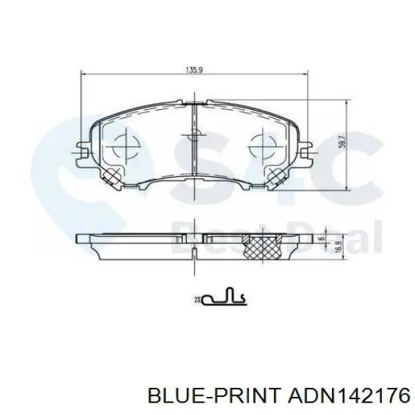 Колодки гальмівні передні, дискові ADN142176 Blue Print