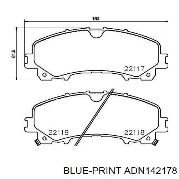 Колодки гальмівні передні, дискові ADN142178 Blue Print