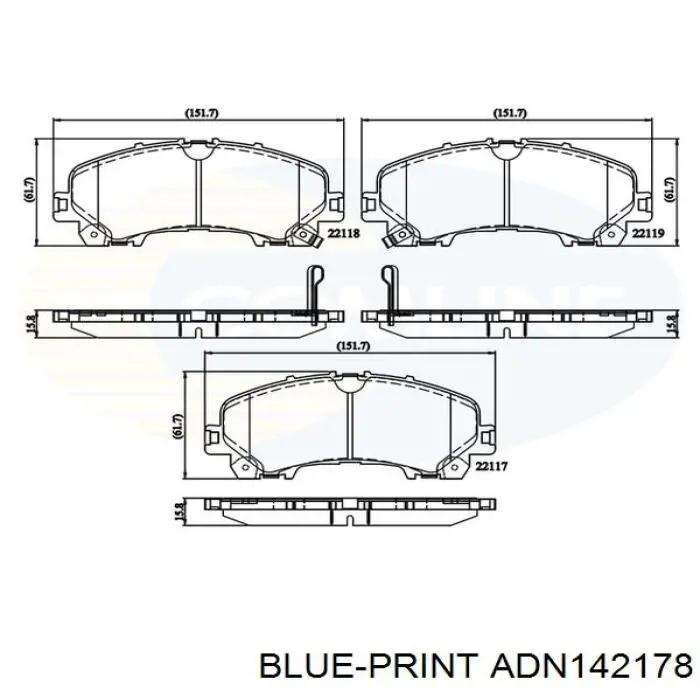 Купити ADN142178 Blue Print Колодки гальмівні передні, дискові