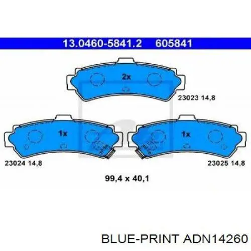 ADN14260 Blue Print колодки гальмові задні, дискові