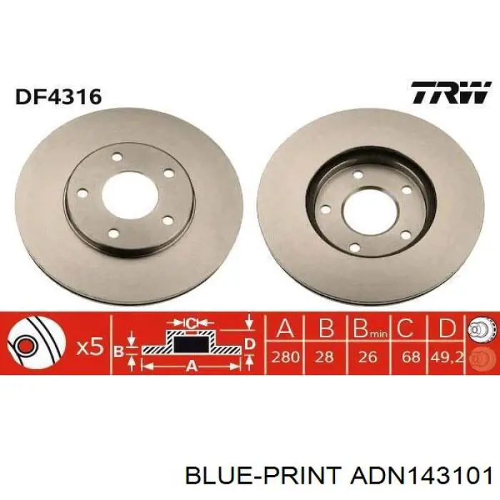 Диск гальмівний передній Japko 60158C