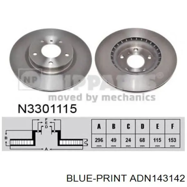 Гальмівні диски передні ADN143142 Blue Print