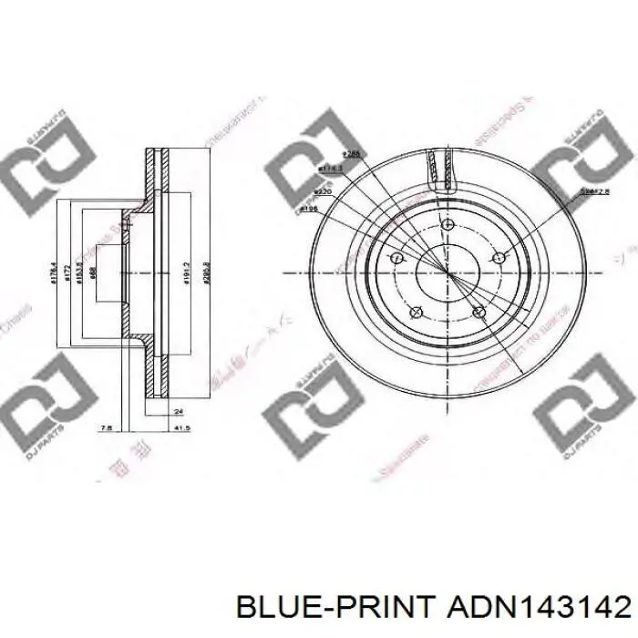 Диск гальмівний передній Blue Print ADN143142