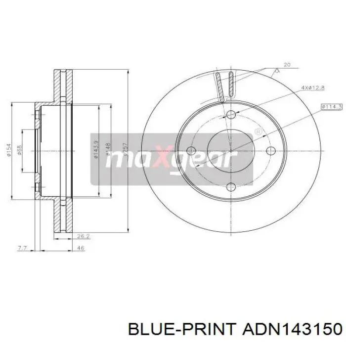 Гальмівні диски передні ADN143150 Blue Print