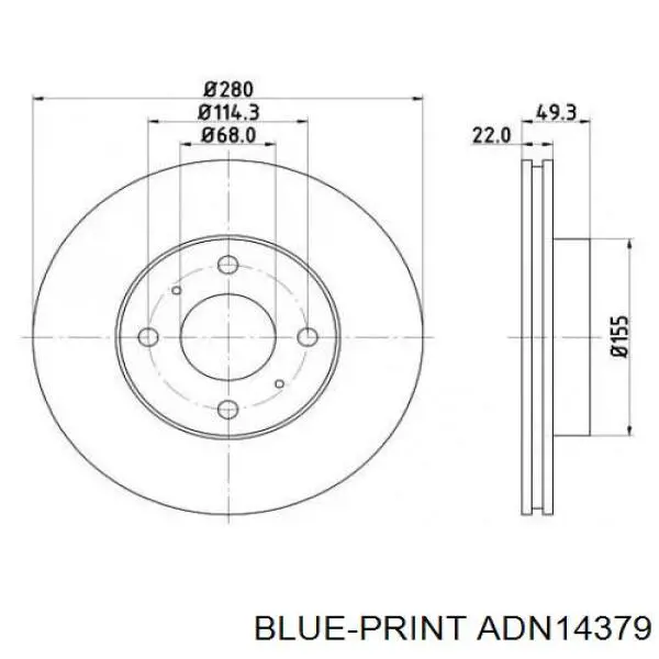 ADN14379 Blue Print Гальмо дискове переднє