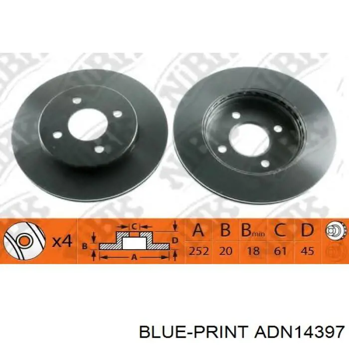 ADN14397 Blue Print диск гальмівний передній