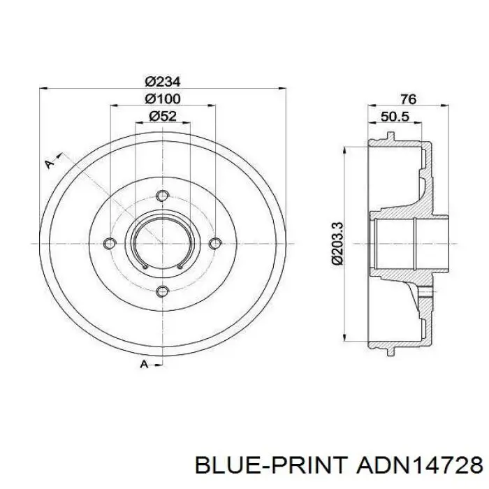 Барабан гальмівний задній ADN14728 Blue Print