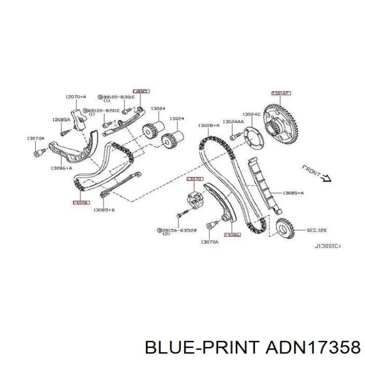 Купити ADN17358 Blue Print Комплект ланцюга ГРМ