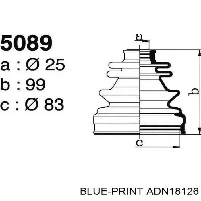 ADN18126 Blue Print пильник шруса внутрішній, задньої піввісі