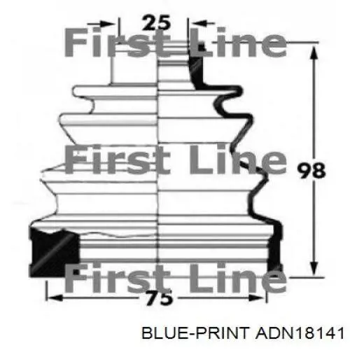Пильник гранати внутрішній, передній півосі Blue Print ADN18141 ціна, від 17.96 USD