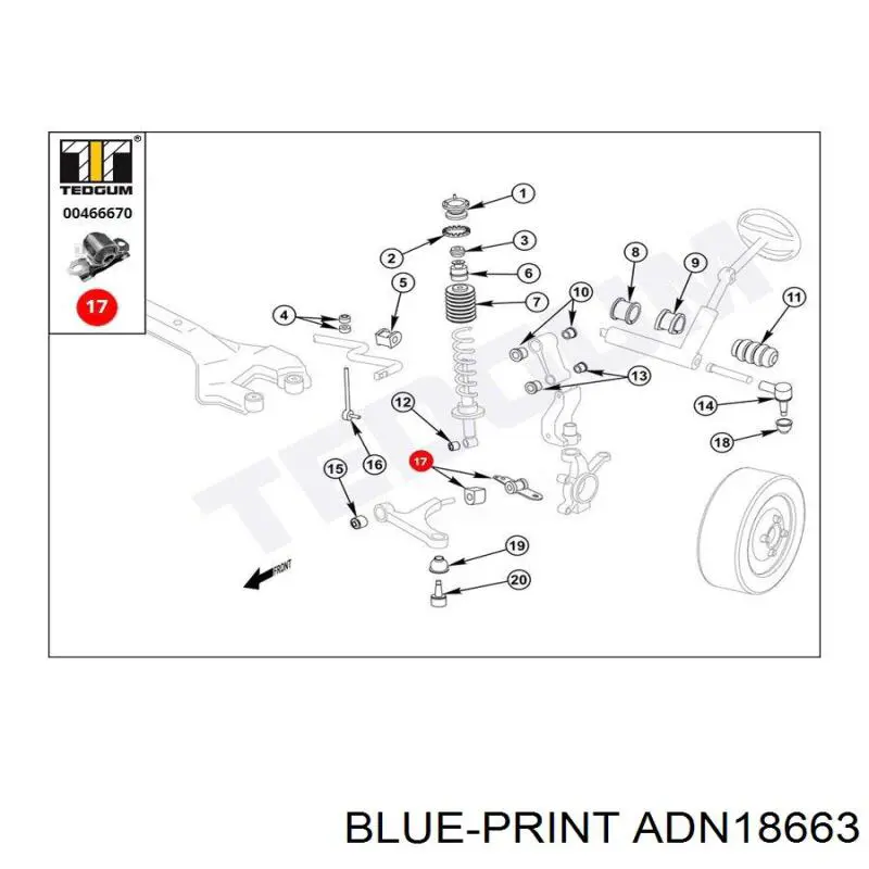 Купити ADN18663 Blue Print Важіль передньої підвіски нижній, правий