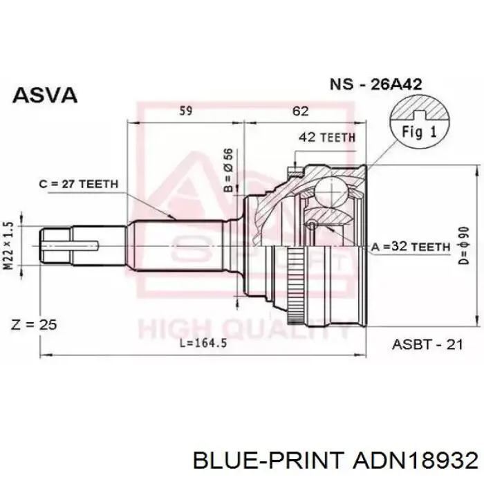 Купити ADN18932 Blue Print Шарнір приводу зовнішній