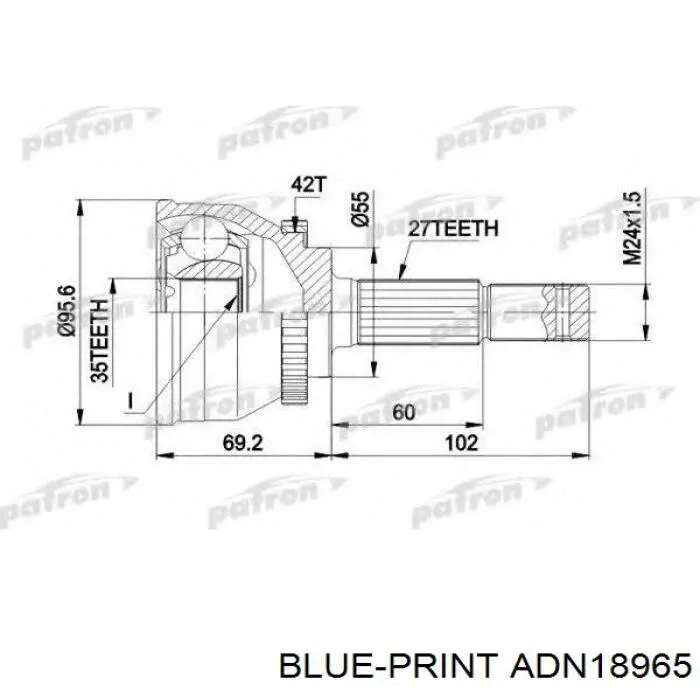 ADN18965 Blue Print шрус зовнішній передній