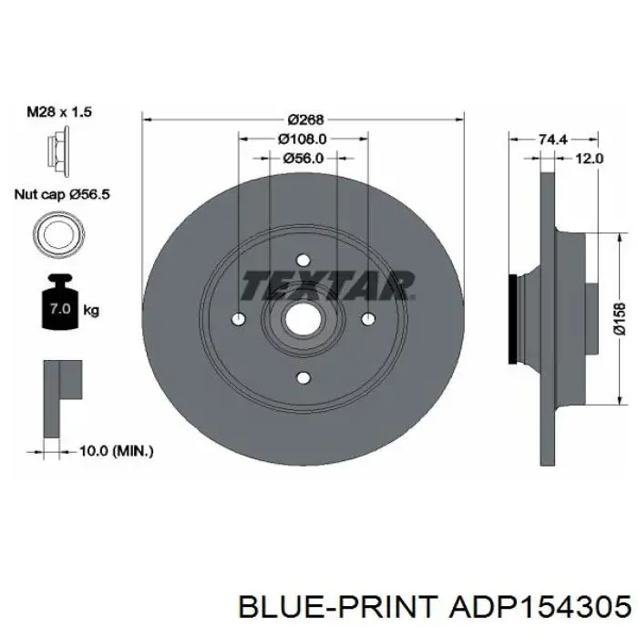 Диск гальмівний задній ADP154305 Blue Print