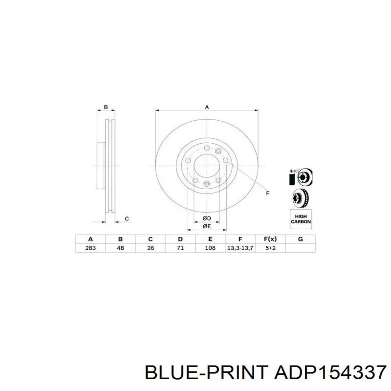 ADP154337 Blue Print диск гальмівний передній