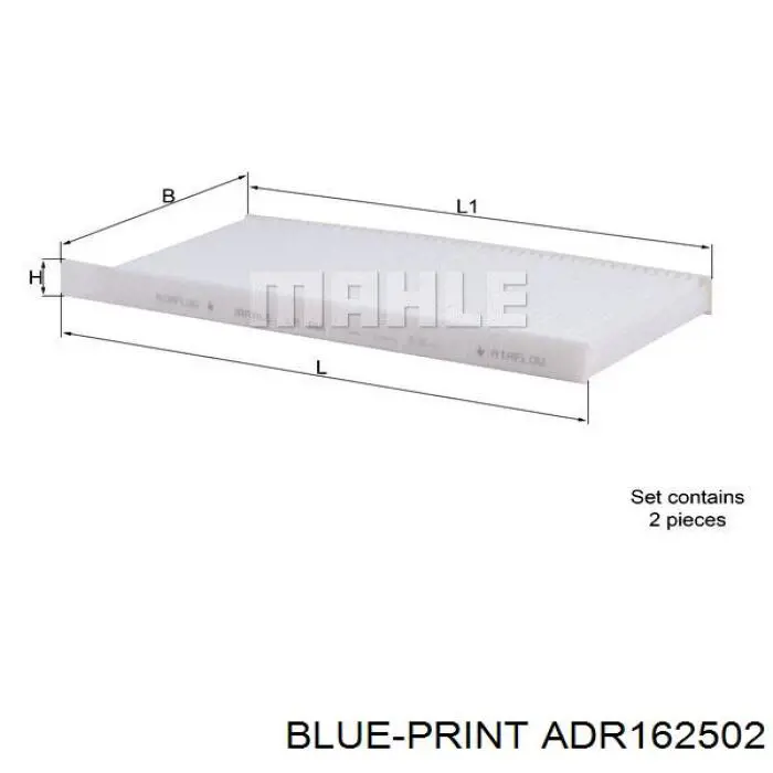 Фільтр повітряний обігрівача Blue Print ADR162502 ціна, від 8.17 USD