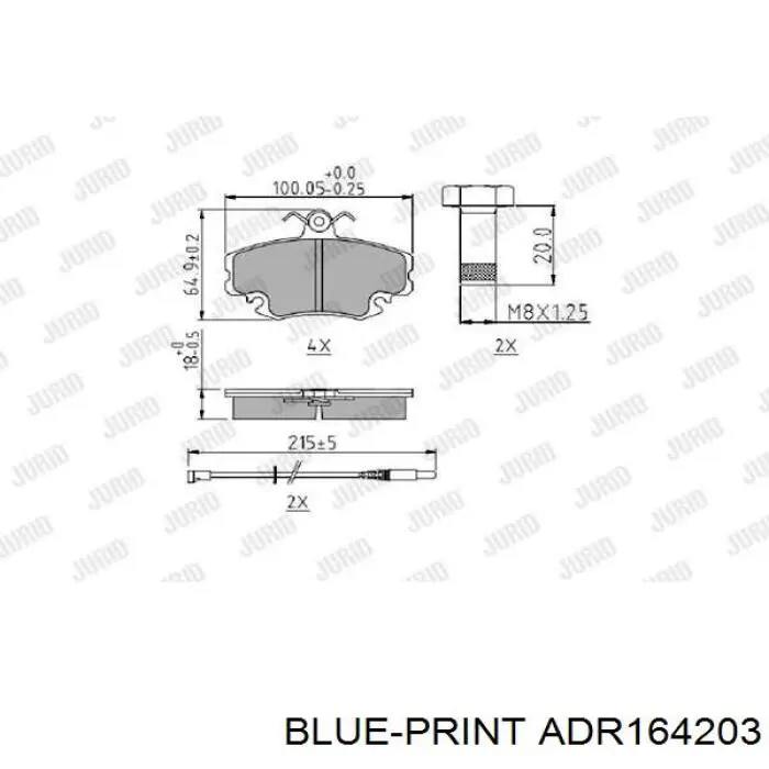 Купити ADR164203 Blue Print Колодки гальмівні передні, дискові