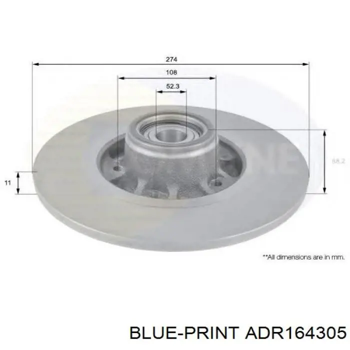 Задні дискові гальма Blue Print ADR164305 ціна, від 80.26 USD