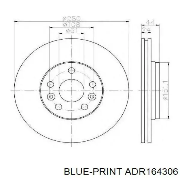 Диск переднього гальма Blue Print ADR164306 ціна, від 35.94 USD